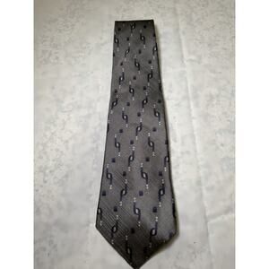 Mens Vintage Geoffrey Beene Grey Neck Tie With Navy Blue Pattern